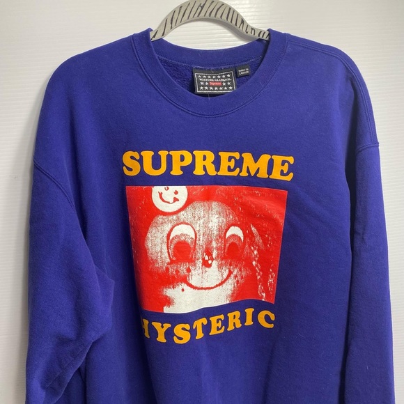 Supreme x Hysteric Glamour graphic crewneck Sweatshirt in blue ss21 Size XL. - Picture 3 of 6